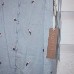 HAILEY LYN Dusty Blue Button Up Dress